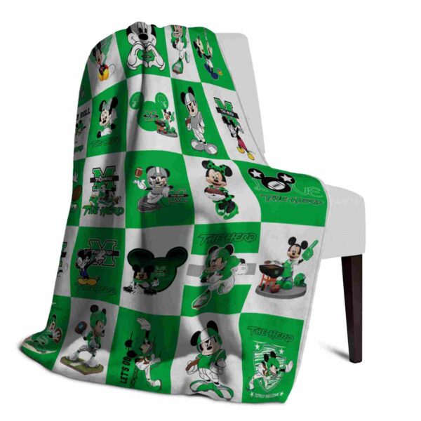 marshall thundering herd mickey minnie green white blanket top rated