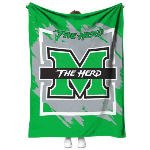 marshall thundering herd splatter effect green blanket best selling