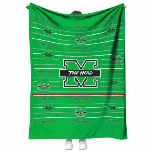 marshall thundering herd striped pattern green blanket best selling