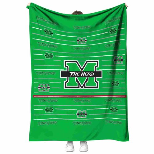 marshall thundering herd striped pattern green blanket best selling