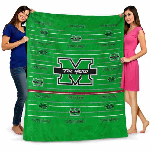 marshall thundering herd striped pattern green blanket fashion forward