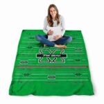 marshall thundering herd striped pattern green blanket high quality