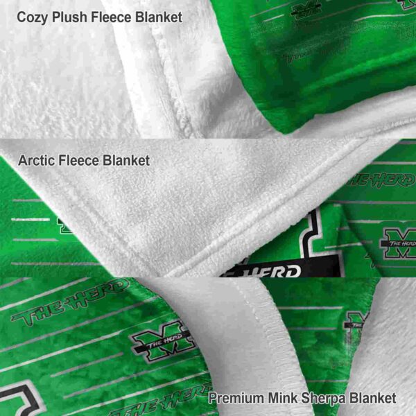 marshall thundering herd striped pattern green blanket premium grade