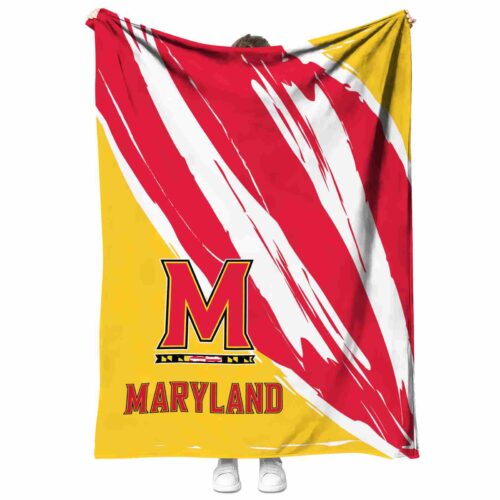 maryland terrapins brushstrokes red white blanket best selling