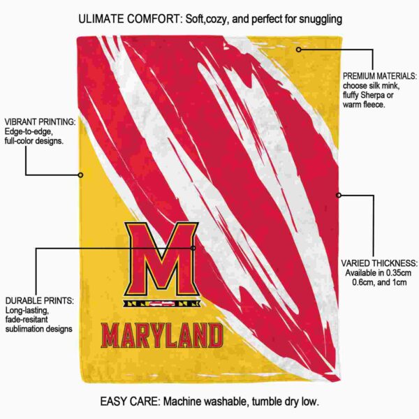 maryland terrapins brushstrokes red white blanket new arrival