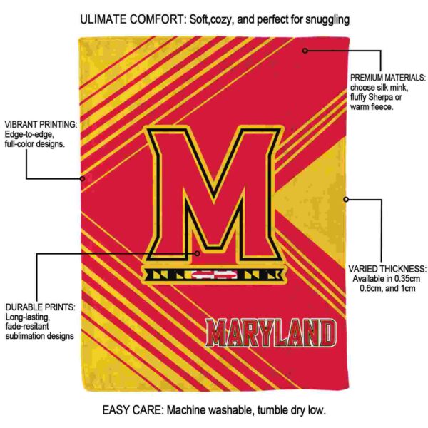 maryland terrapins diagonal stripes red blanket new arrival