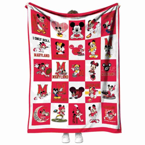 maryland terrapins mickey minnie red white blanket best selling