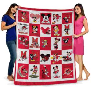 maryland terrapins mickey minnie red white blanket fashion forward