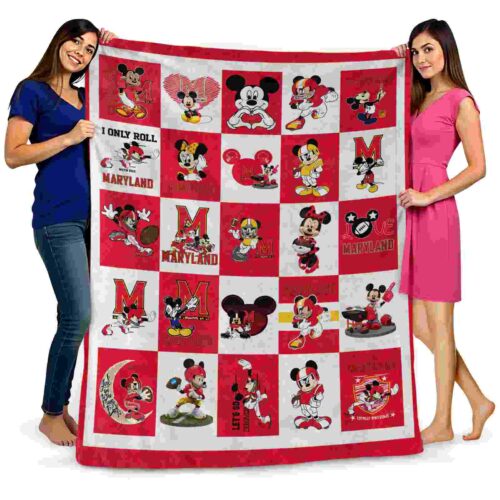 maryland terrapins mickey minnie red white blanket fashion forward