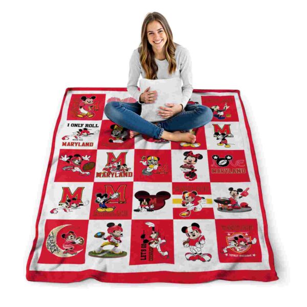 maryland terrapins mickey minnie red white blanket high quality