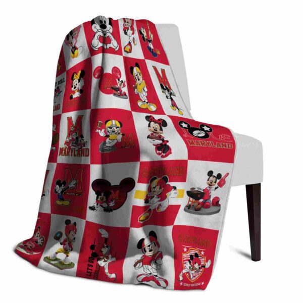 maryland terrapins mickey minnie red white blanket top rated