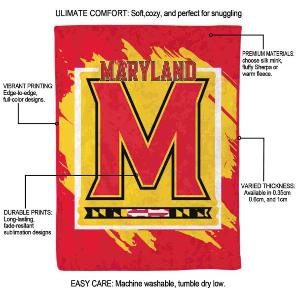 maryland terrapins splatter effect red blanket new arrival