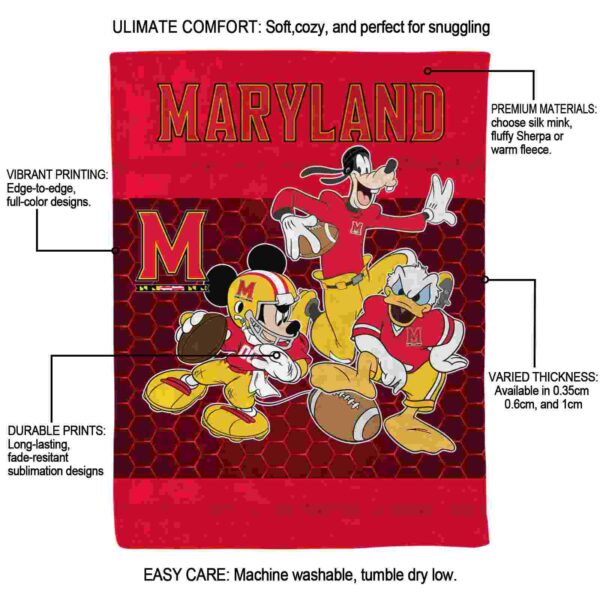 maryland terrapins three musketeers red blanket new arrival