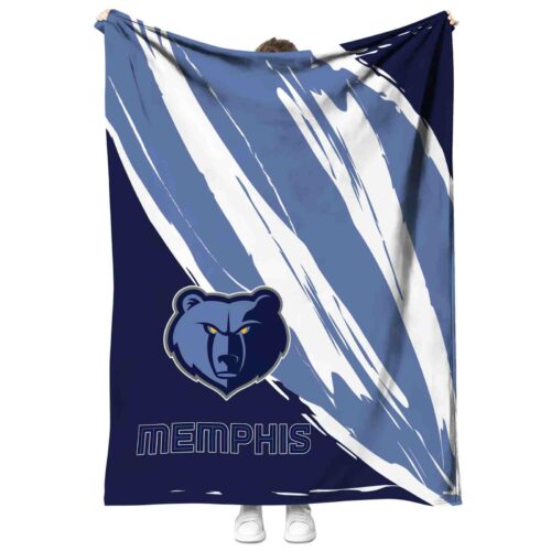memphis grizzlies brushstrokes blue white blanket best selling