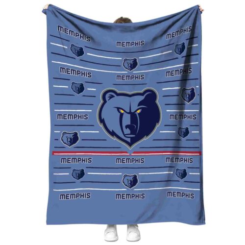 memphis grizzlies striped pattern blue blanket best selling