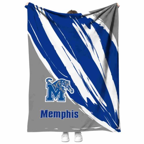 memphis tigers brushstrokes blue white blanket best selling