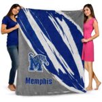 memphis tigers brushstrokes blue white blanket best selling