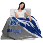 memphis tigers brushstrokes blue white blanket best selling