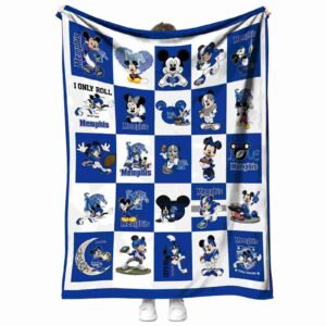 memphis tigers mickey minnie blue white blanket best selling
