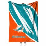 miami dolphins brushstrokes aqua white blanket best selling