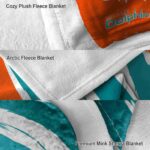 miami dolphins brushstrokes aqua white blanket best selling