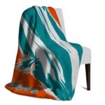 miami dolphins brushstrokes aqua white blanket best selling