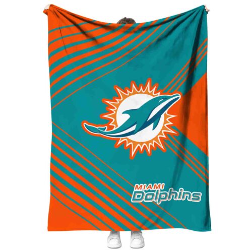 miami dolphins diagonal stripes aqua blanket best selling