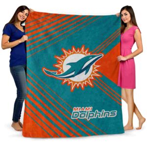 miami dolphins diagonal stripes aqua blanket fashion forward