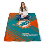 miami dolphins diagonal stripes aqua blanket high quality