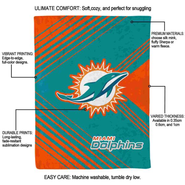 miami dolphins diagonal stripes aqua blanket new arrival