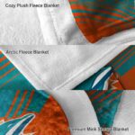 miami dolphins diagonal stripes aqua blanket premium grade