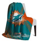 miami dolphins diagonal stripes aqua blanket top rated