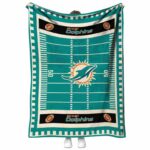 miami dolphins football field aqua blanket best selling