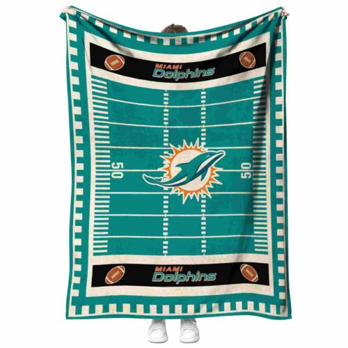 miami dolphins football field aqua blanket best selling
