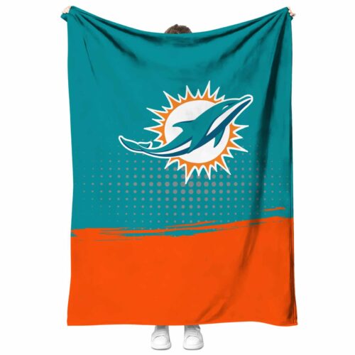 miami dolphins gradient dots aqua blanket best selling
