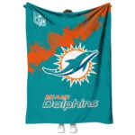 miami dolphins grunge texture aqua blanket best selling