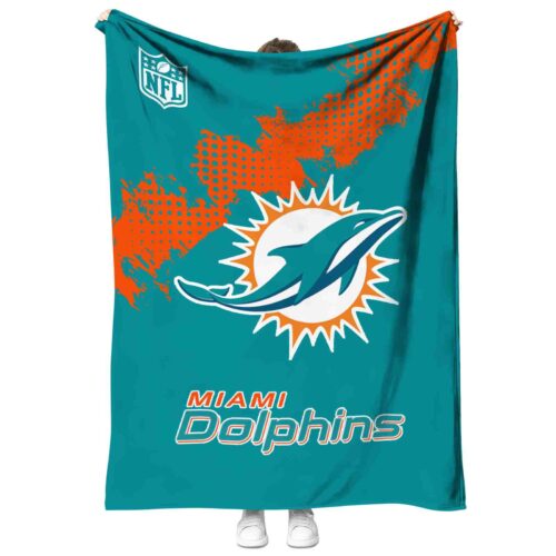 miami dolphins grunge texture aqua blanket best selling