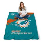 miami dolphins grunge texture aqua blanket best selling