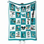 miami dolphins mickey minnie aqua white blanket best selling
