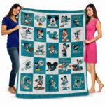 miami dolphins mickey minnie aqua white blanket best selling