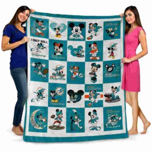 miami dolphins mickey minnie aqua white blanket fashion forward