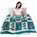 miami dolphins mickey minnie aqua white blanket best selling