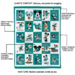 miami dolphins mickey minnie aqua white blanket best selling