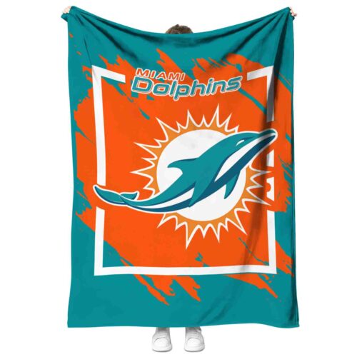 miami dolphins splatter effect aqua blanket best selling