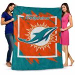 miami dolphins splatter effect aqua blanket best selling