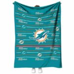miami dolphins striped pattern aqua blanket best selling