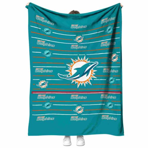 miami dolphins striped pattern aqua blanket best selling