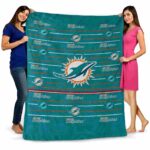 miami dolphins striped pattern aqua blanket best selling