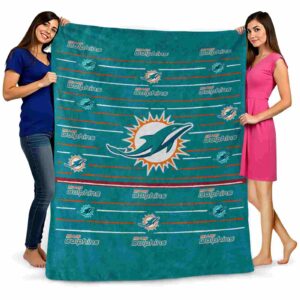 miami dolphins striped pattern aqua blanket fashion forward