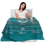 miami dolphins striped pattern aqua blanket best selling